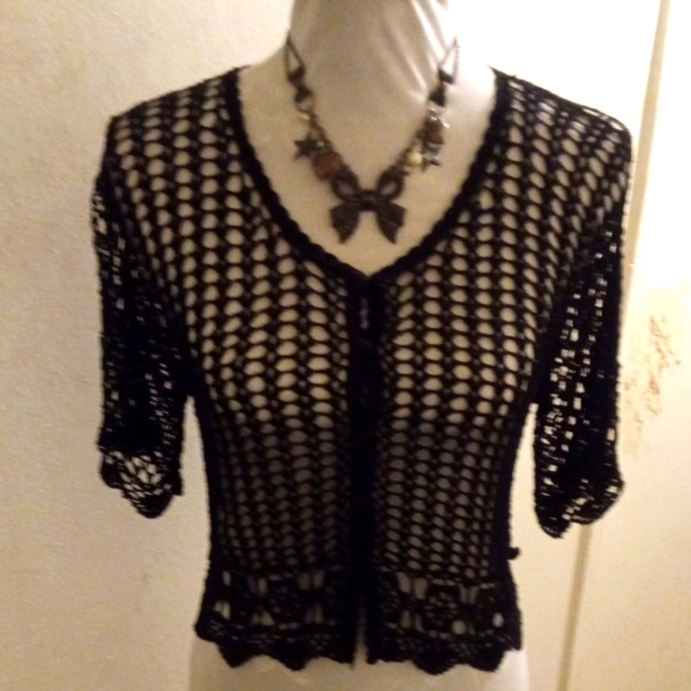 VTG Black Crochet Women's Top